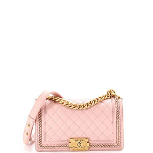 Chanel Old Medium Boy Flap Bag Quilted Lambskin with Chain Detail